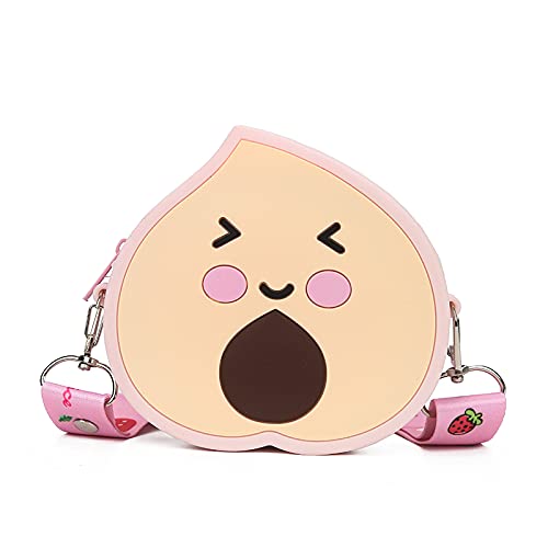 3D Cartoon Avocado Silicone Coin Wallet - Cute Keychain Purse for Makeup, Hair Accessories & Headset Storage - Fun Gift for Kids with Lanyard (Peach) - Perfect for School, Travel & Daily Use