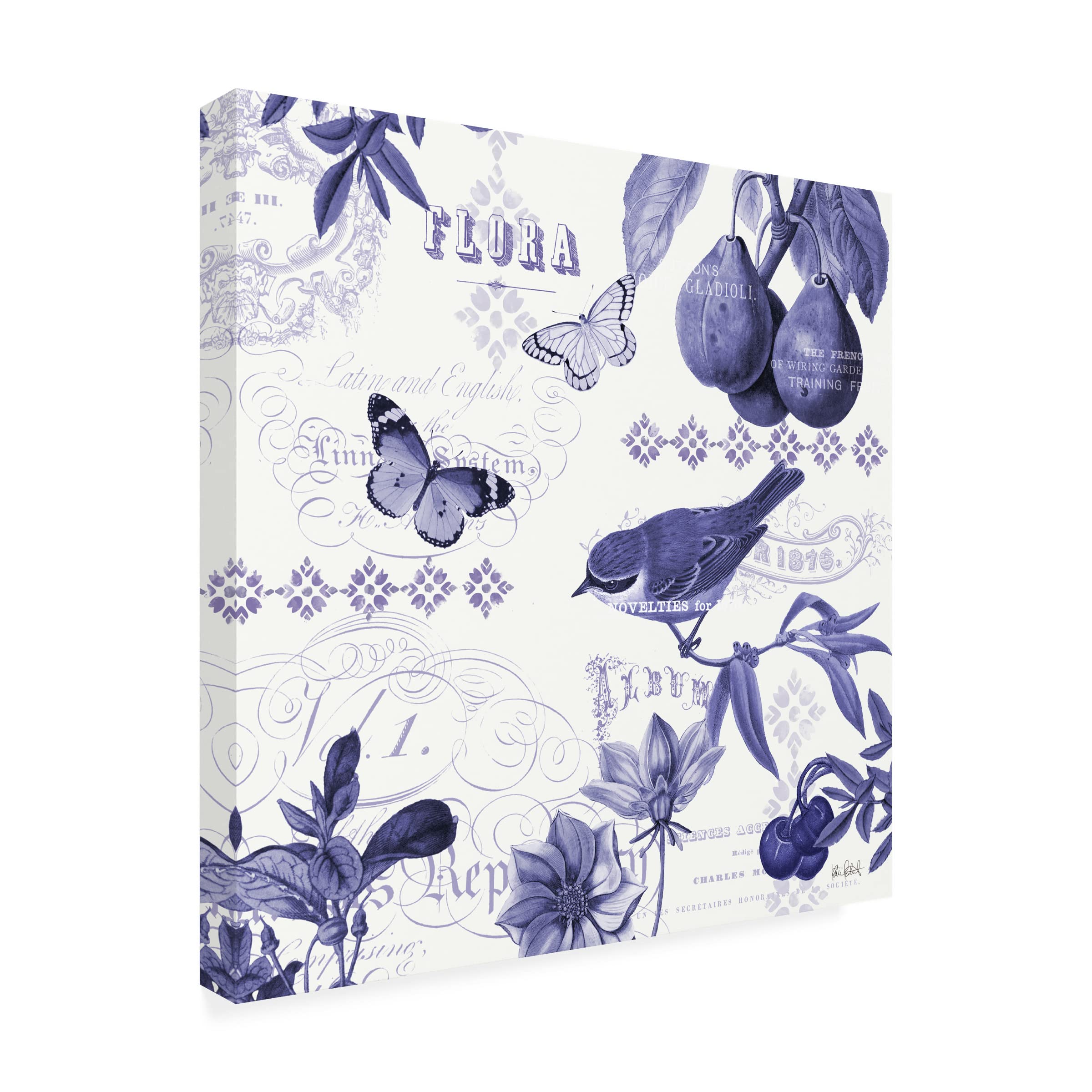 Botanical Blue III Canvas Art Print by Katie Pertiet - Modern Floral Wall Decor for Living Room, Bedroom & Office - Handmade Fine Art Painting for Home & Office Decor