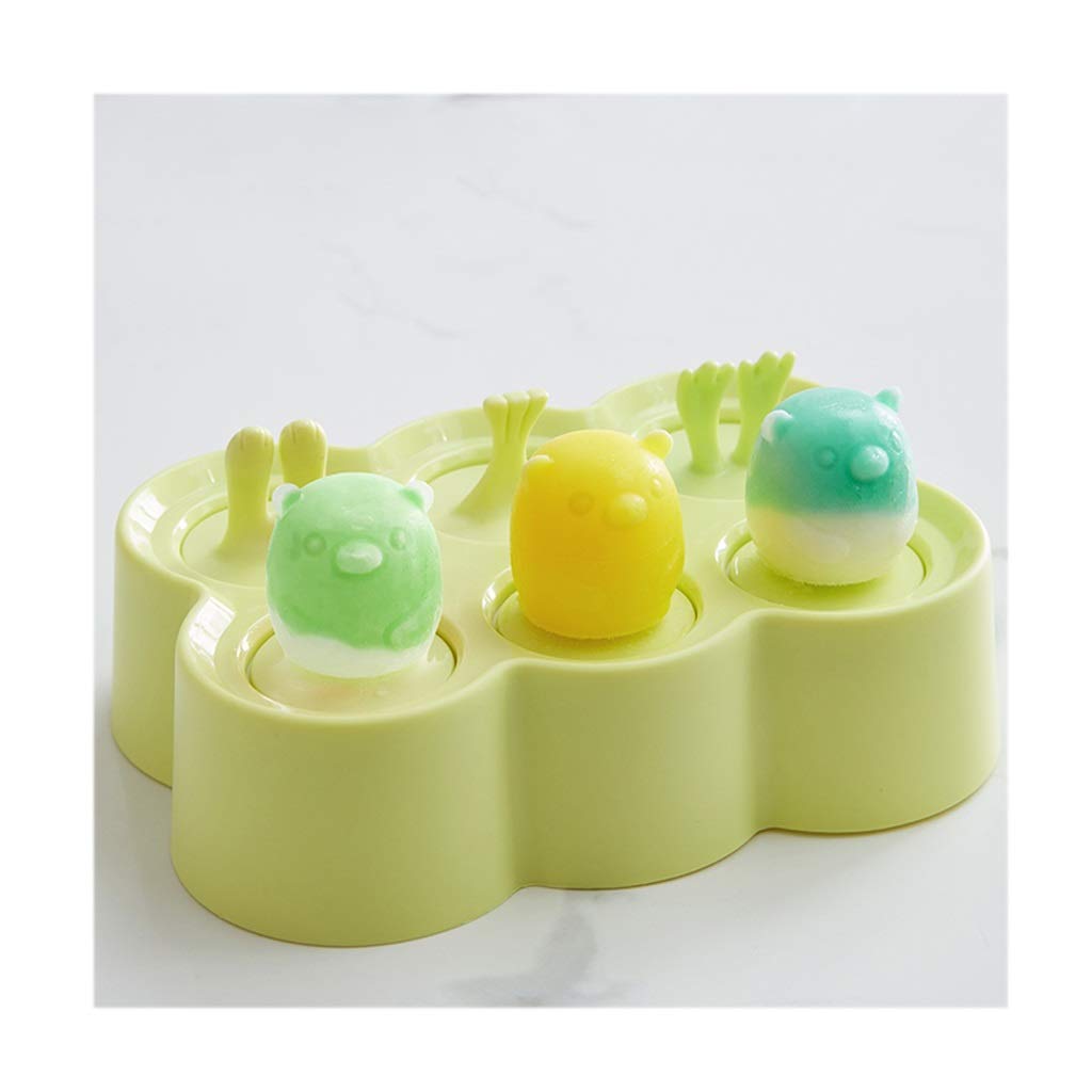 WENMENG2021 Reusable Silicone Ice Cube Trays with Lids - 6 PCS Animal-Shaped Popsicle Molds for Kids, Easy Release DIY Ice Cream Maker (Green) | Perfect for Summer Treats, Birthday Parties & Family Fun
