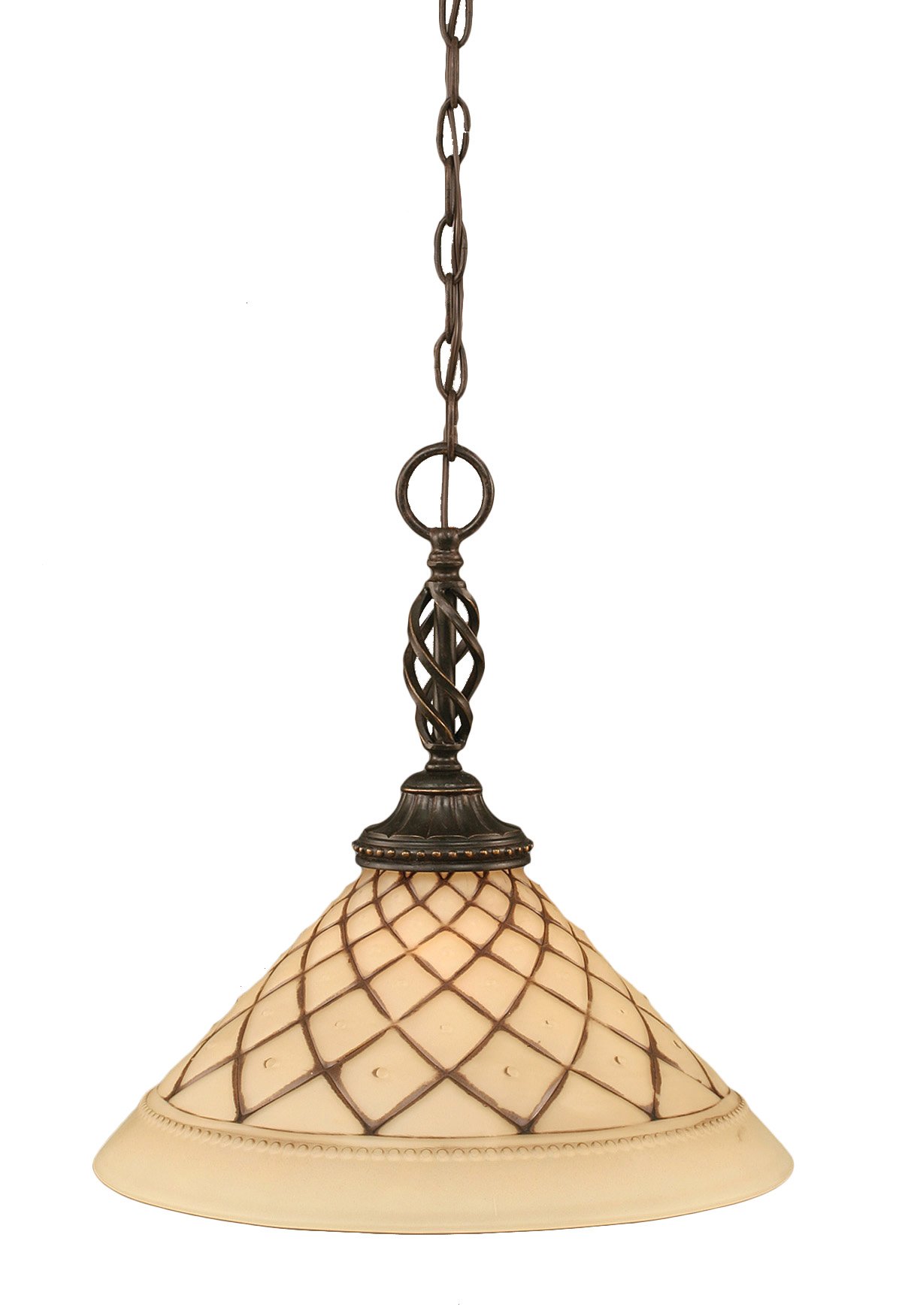 Toltec Lighting 82-DG-718 Elegante One-Light Pendant with Dark Granite Finish & Chocolate Icing Glass Shade - 16-Inch Modern Hanging Light Fixture for Dining Room, Kitchen Island or Entryway