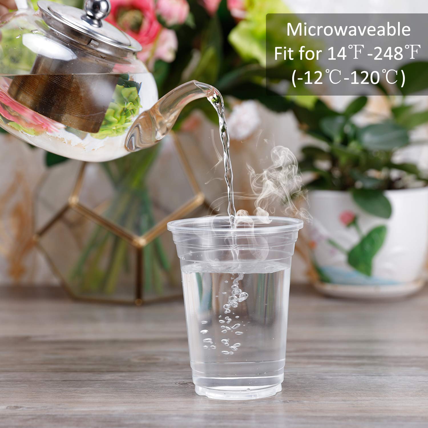100 Pack Clear Plastic Disposable Cups - 14 Oz Party Cups for Water, Juice, Soda | Perfect for Parties, Picnics, BBQs, and Events