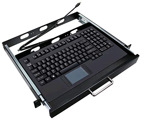 Adesso 19-Inch 1U Rackmount Keyboard Drawer with Built-in Touchpad & USB Keyboard (AKB-425UB-MRP) - Perfect for Server Racks, Data Centers & Network Control Rooms