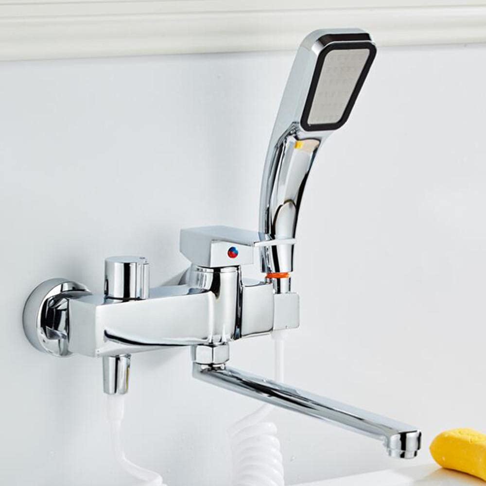Wall Mounted Chrome Bathroom Sink Faucet - Hot & Cold Water Brass Shower Faucet for Bathroom, Kitchen, and Laundry Room - Durable & Stylish Bathroom Fixture
