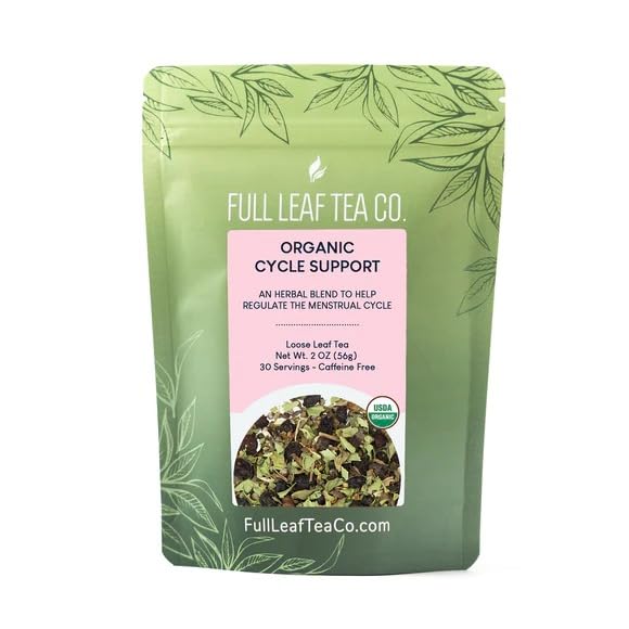 Organic Cycle Support Loose Leaf Tea for Women's Wellness - 2oz Bag (Approx. 30 Servings) | Full Leaf Tea Co. | Hormone Balance & Menstrual Comfort Herbal Tea Blend