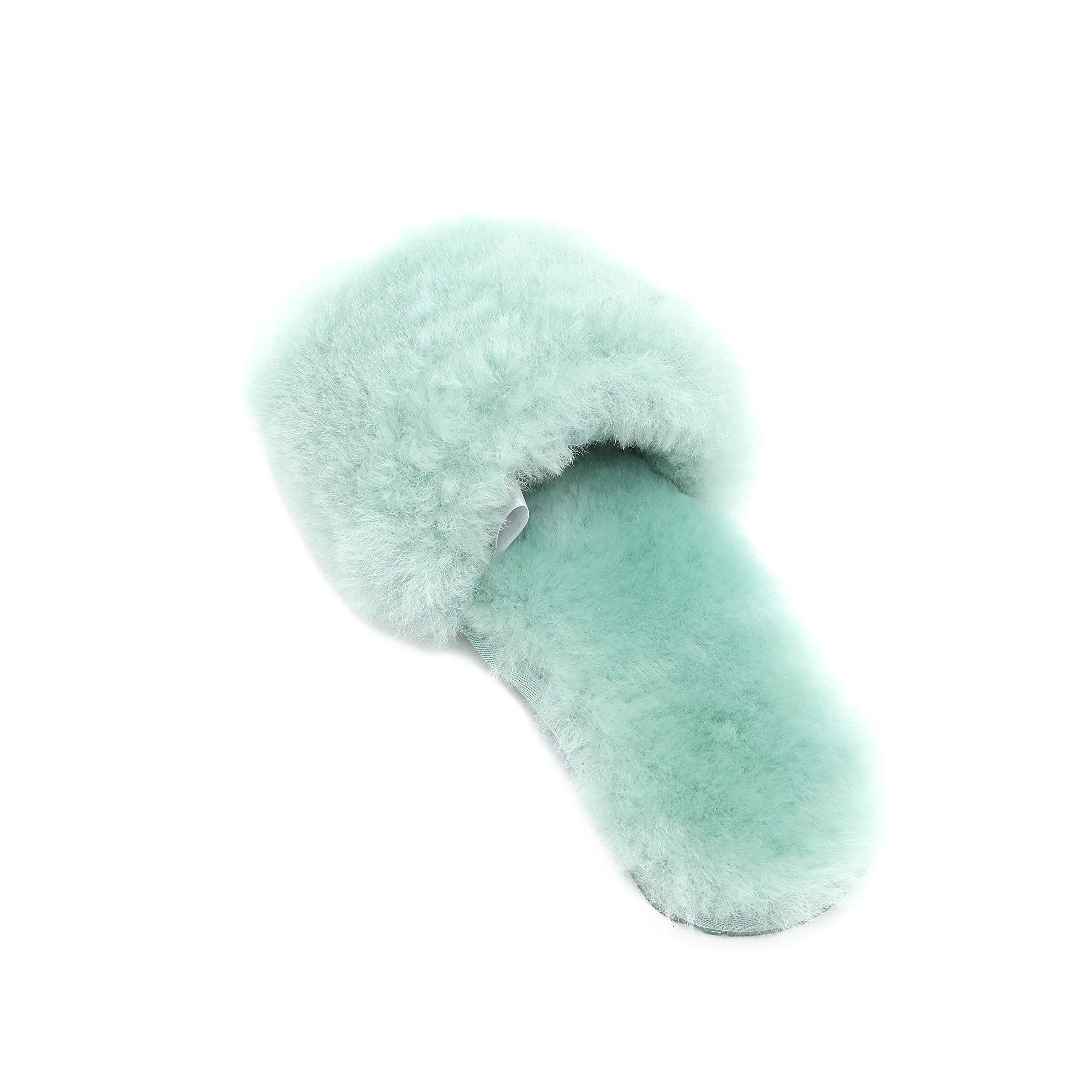 Boiled Wool Slippers for Women - Genuine Fur Open-Toe House Slippers - Luxury Comfort Indoor/Outdoor Slippers by Dechic - Perfect for Lounging, Spa Days & Cozy Home Wear