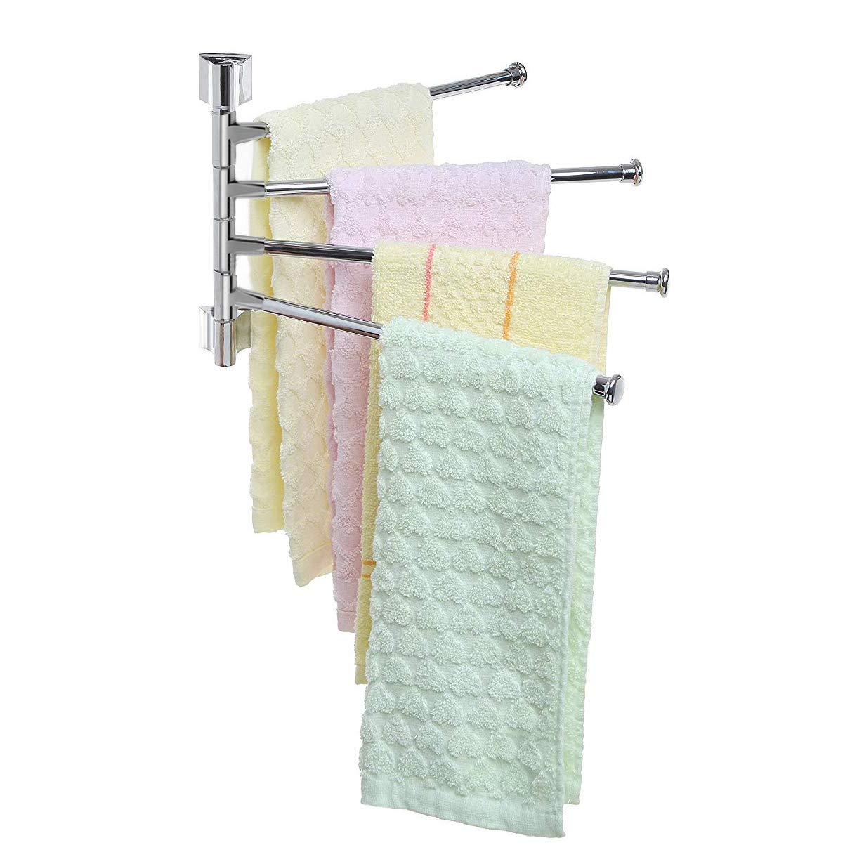 Plantex Stainless Steel 4-Arm Bathroom Swing Hanger Towel Rack - Rustproof Bath Towel Holder for Shower, Kitchen & Laundry Room - Space Saving Bathroom Accessories for Home & Hotel Use