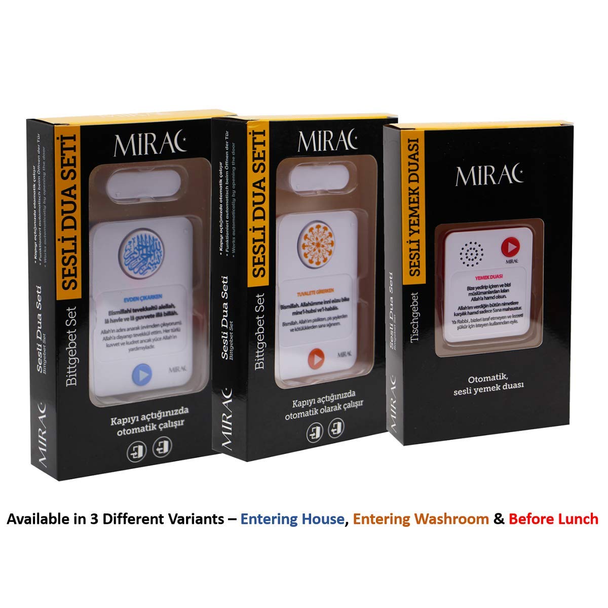 Mirac Islamic Audible Dua Player - Portable Digital Quran Prayer Device with 200+ Duas for After Eating, Meals, Breakfast & Dinner - Islamic Blessing & Gratitude Recitation for Home, Mosque & Travel Use