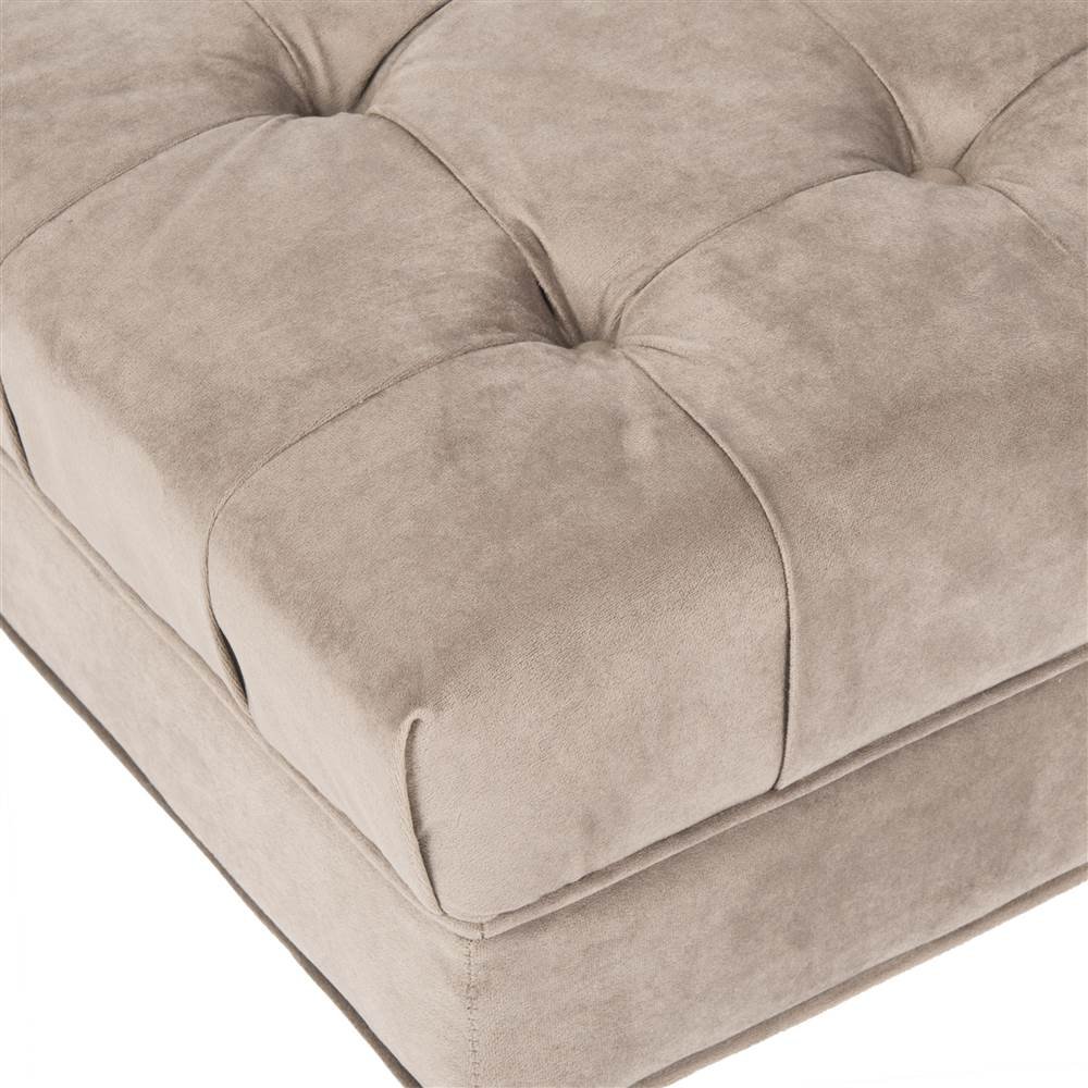 Safavieh Mercer Collection Clark Cocktail Ottoman - Stylish Round Footstool Pouf with Tufted Upholstery for Living Room, Bedroom & Lounge Decor