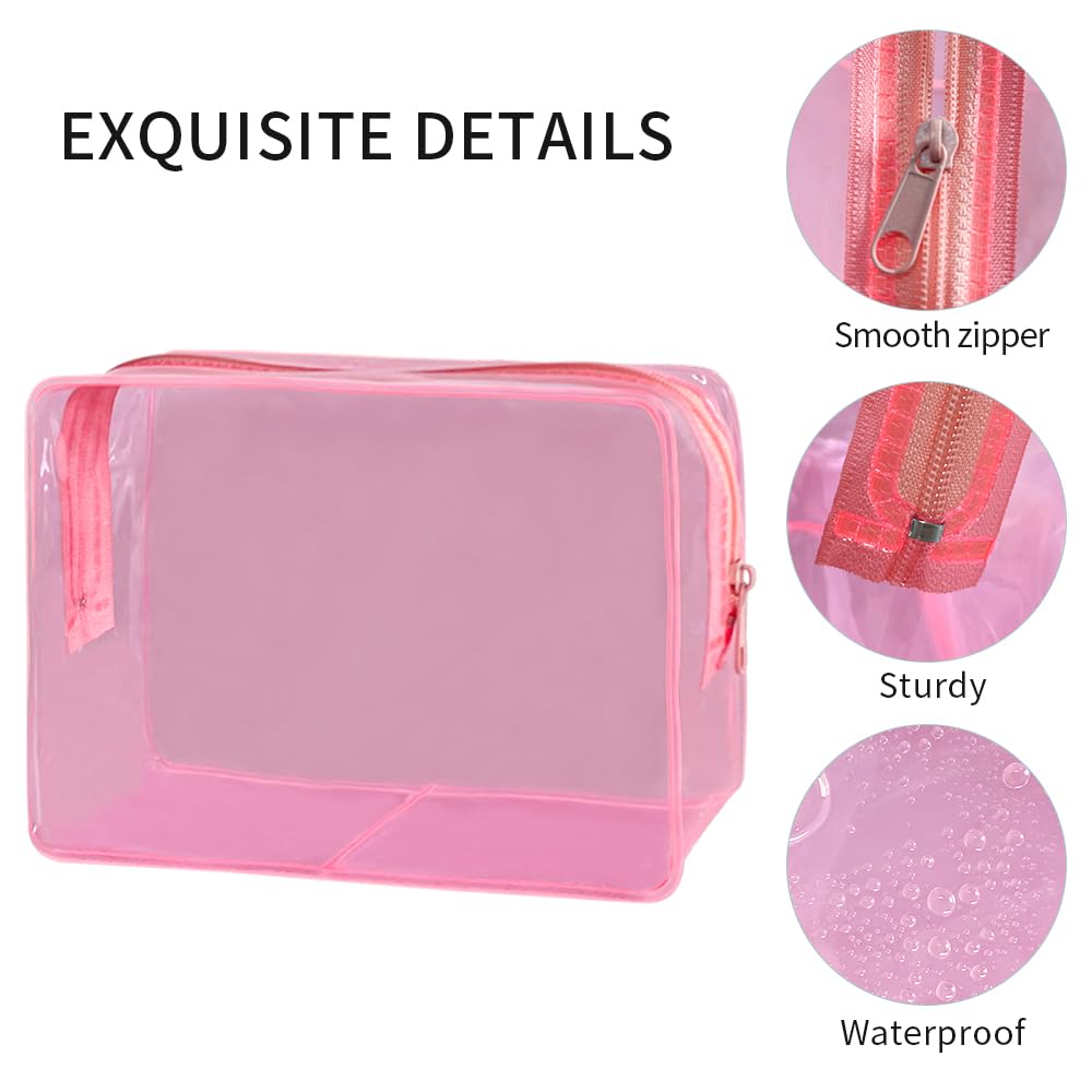 ONEART Clear Cosmetic Bag - Waterproof Travel Toiletry Organizer for Women & Men, Small Makeup Pouch (3 Pack, 7.02