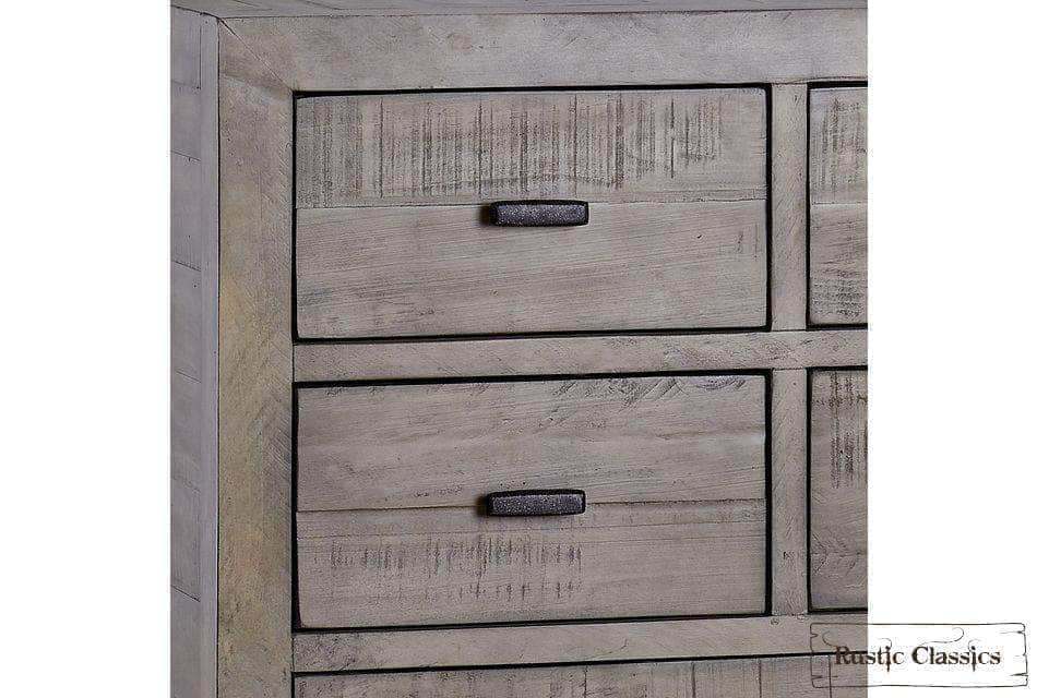 Whistler 5-Piece Reclaimed Wood Storage Platform Bedroom Set in Grey - Queen/King Size - Modern Farmhouse Bedroom Furniture for Cozy Home Decor