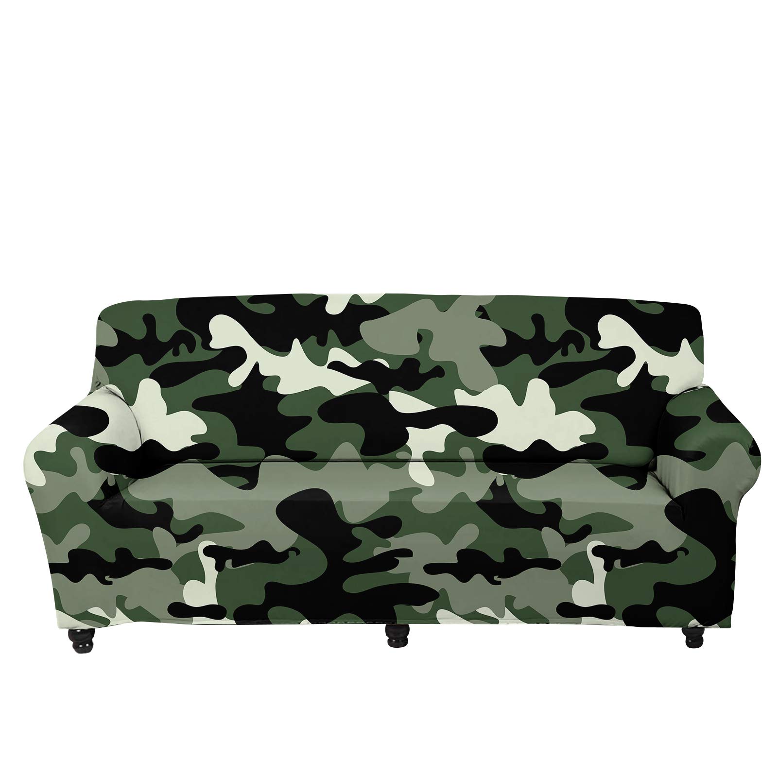 JOAIFO Green Camouflage Print Stretch Sofa Slipcover - Breathable Furniture Protector for Couches & Sectionals - Durable, Stain-Resistant Couch Cover for Men's Living Room & Man Cave Decor