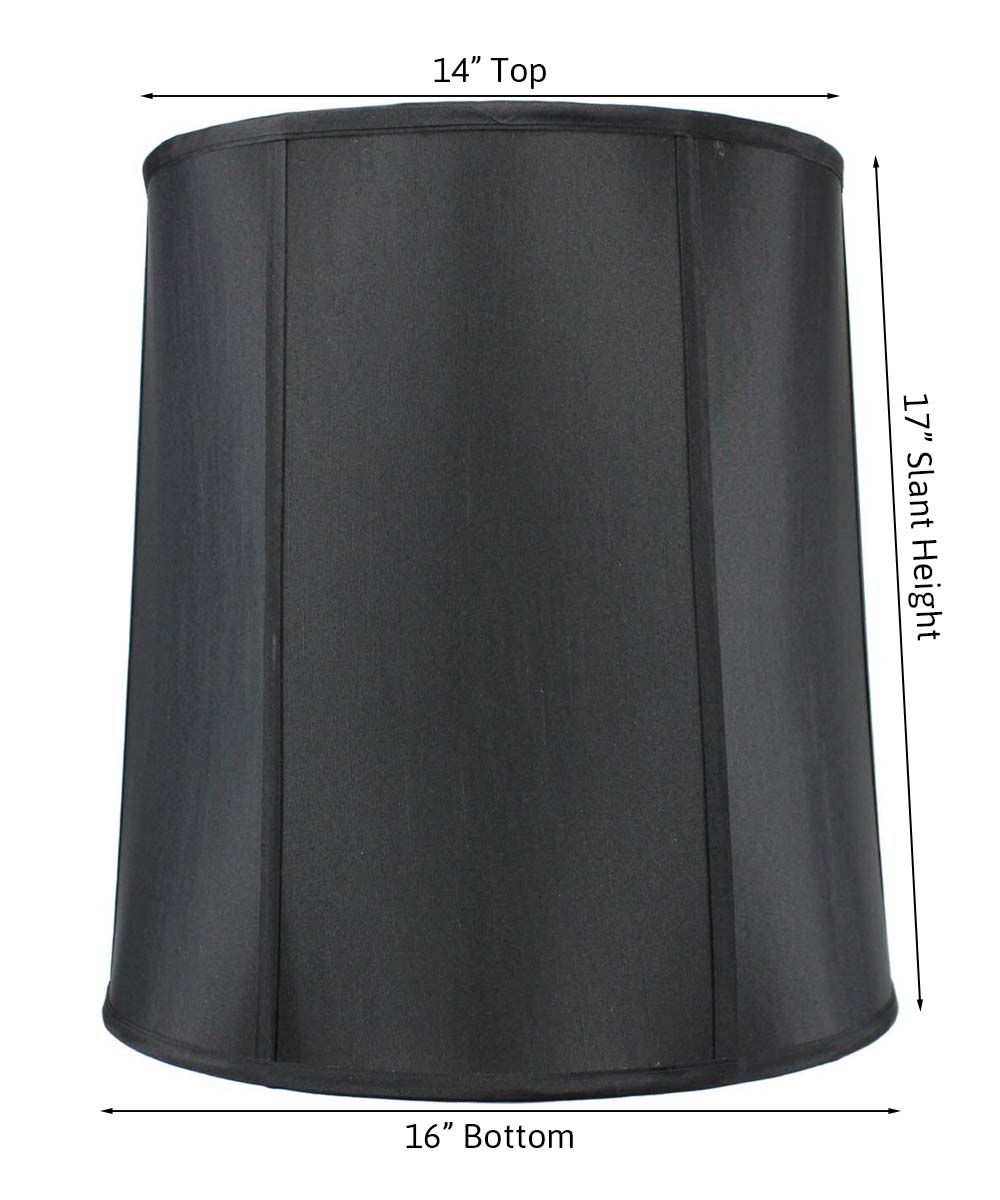 14x16x17 Inch Large Black Shantung Drum Lampshade - Replacement Cylinder Lamp Shade for Tall Table Lamps, Perfect for Living Room, Bedroom, and Office Lighting Decor