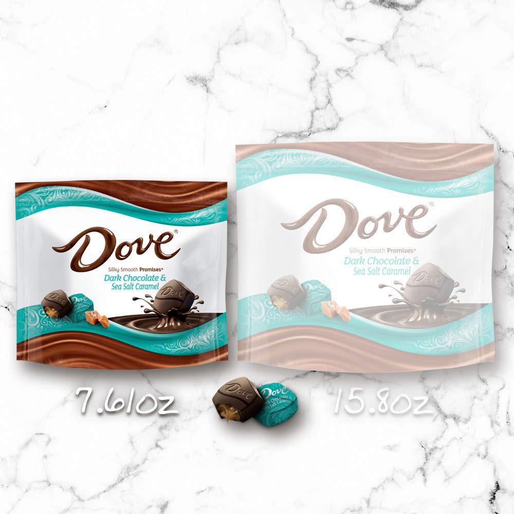 DOVE PROMISES Sea Salt & Caramel Dark Chocolate Candy Bag, 7.61 oz (216g) - Gourmet Chocolate Treats for Gifts, Parties & Dessert Lovers