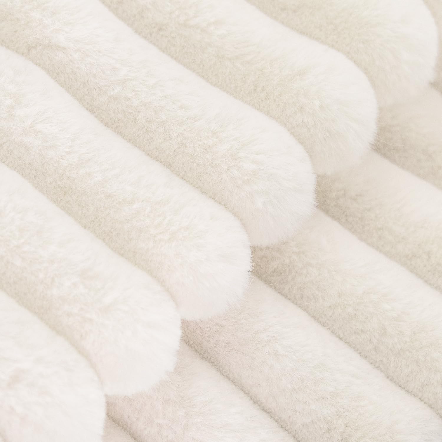Luxury Faux Fur Throw Pillow Cover Set of 2 - Super Soft Fuzzy Striped Pillowcase for Sofa, Couch & Bedroom - 18x18 Inch (45cm) White - Perfect for Home Decor, Living Room Accent & Cozy Winter Nights