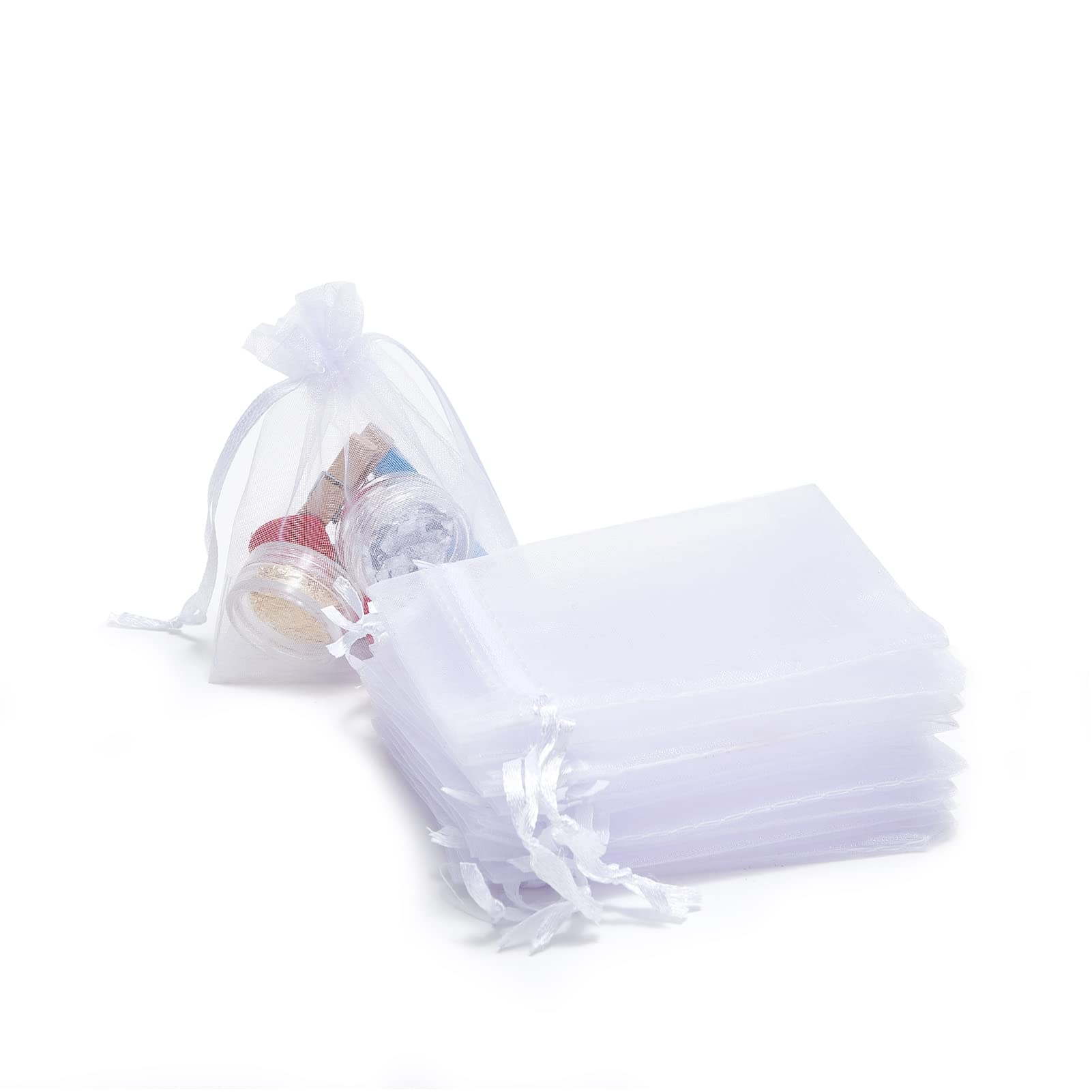 100 Pcs 3x4 Inches Organza Bags with Drawstring - Elegant Gift Bags for Christmas Candy, Wedding Favors, Birthday Party Decorations & Baby Shower Gifts | Perfect for DIY Crafts, Jewelry Packaging and Special Occasions