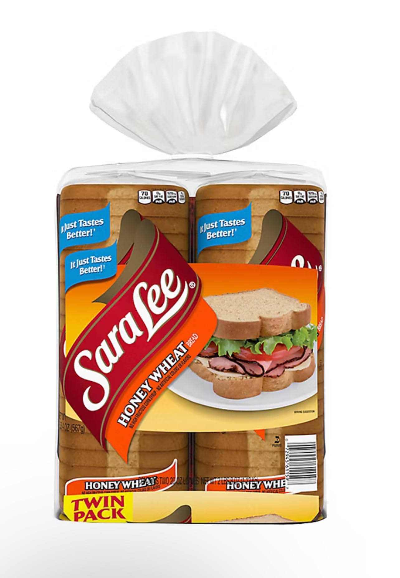 Sara Lee Honey Wheat Sandwich Bread - 20 Oz (2 Pack) | No High Fructose Corn Syrup, No Artificial Colors or Flavors | Perfect for Healthy Sandwiches, Toast & School Lunches