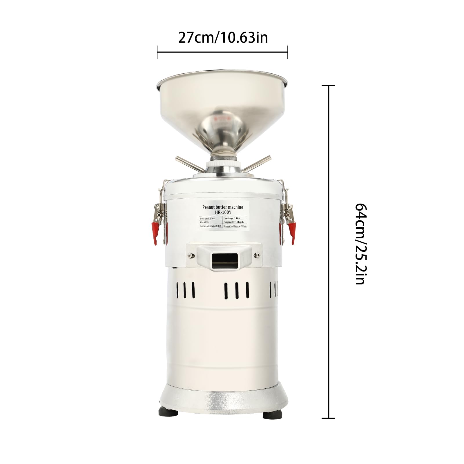 1100W Electric Peanut Butter Maker Machine - Commercial Nut Grinder for Almonds, Sesame, Rice (33Lb/H Capacity) - Perfect for Home Kitchens, Bakeries & Healthy Snack Preparation - Silver