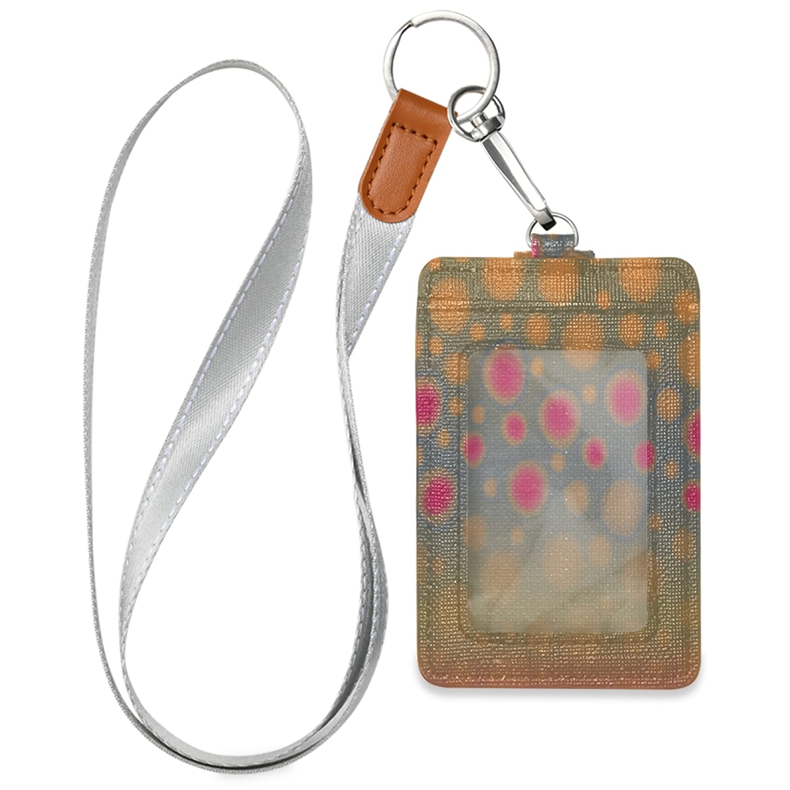 Fly Fishing Brook Trout Badge Holder - PU Leather ID Card Case Wallet with Neck Lanyard & Key Ring - Perfect for Anglers, Outdoor Enthusiasts & Fishing Tournaments