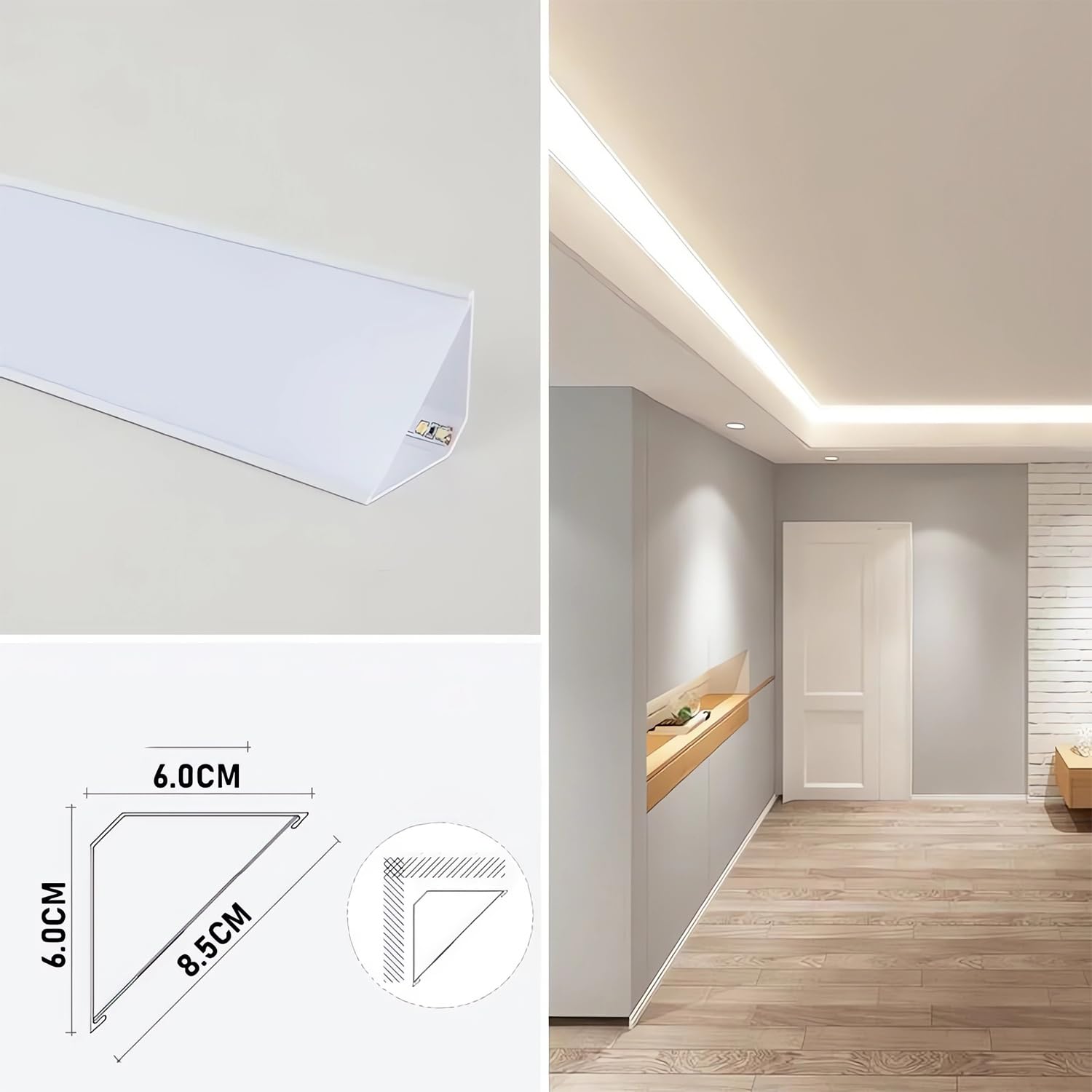 JARBIH 10-Pack LED Aluminum Profile for Ceiling & Wall Lighting - 1M/3.3ft 6x6cm Corner Strip, Linear Luminous Channel for Living Room, Bedroom, Kitchen - Free Lamp Included (Silver) | Modern Home & Office Decoration Lighting Solution