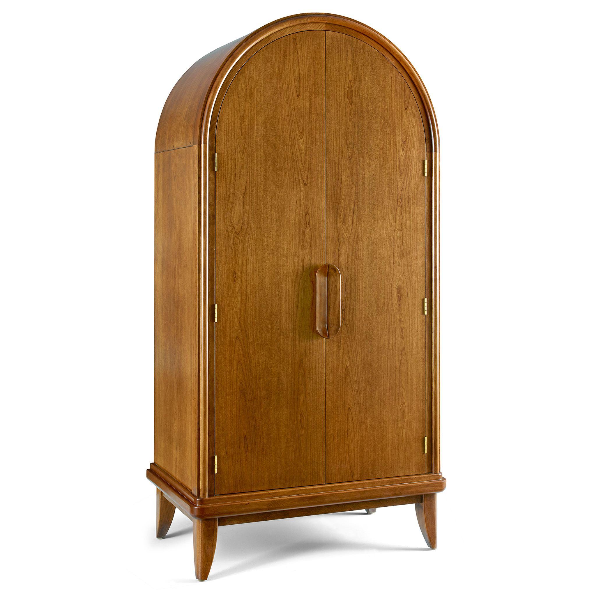 Martine Arched Bar Cabinet - Modern Wooden Liquor Storage with Glass Doors & LED Lighting - Perfect for Home Bar, Dining Room, or Living Room Decor