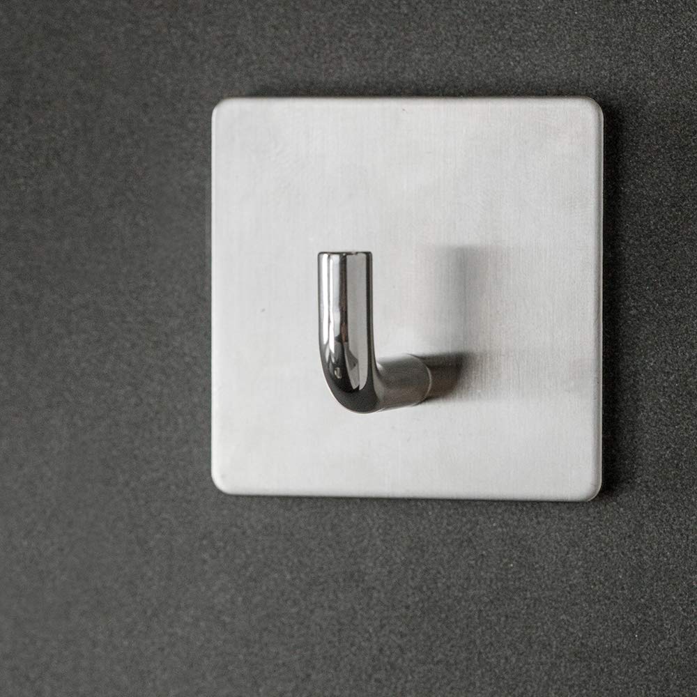 Stainless Steel Adhesive Hooks 4-Pack - Wall Mount for Bathroom & Kitchen Towels