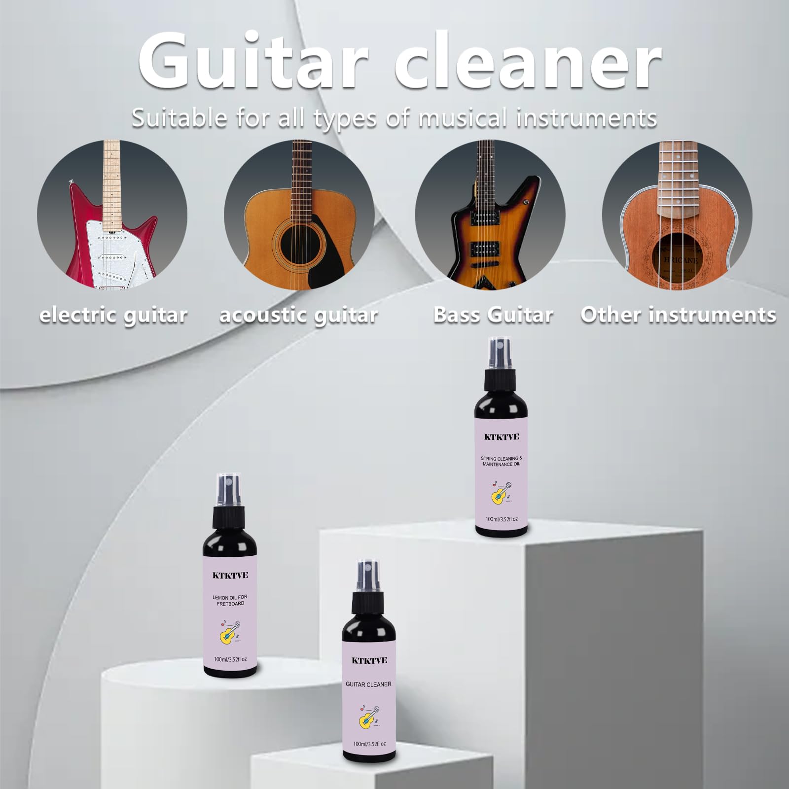 Guitar Cleaning Kit 8-Pack with Cleaner, Polish & Tools for Guitar Care & Maintenance