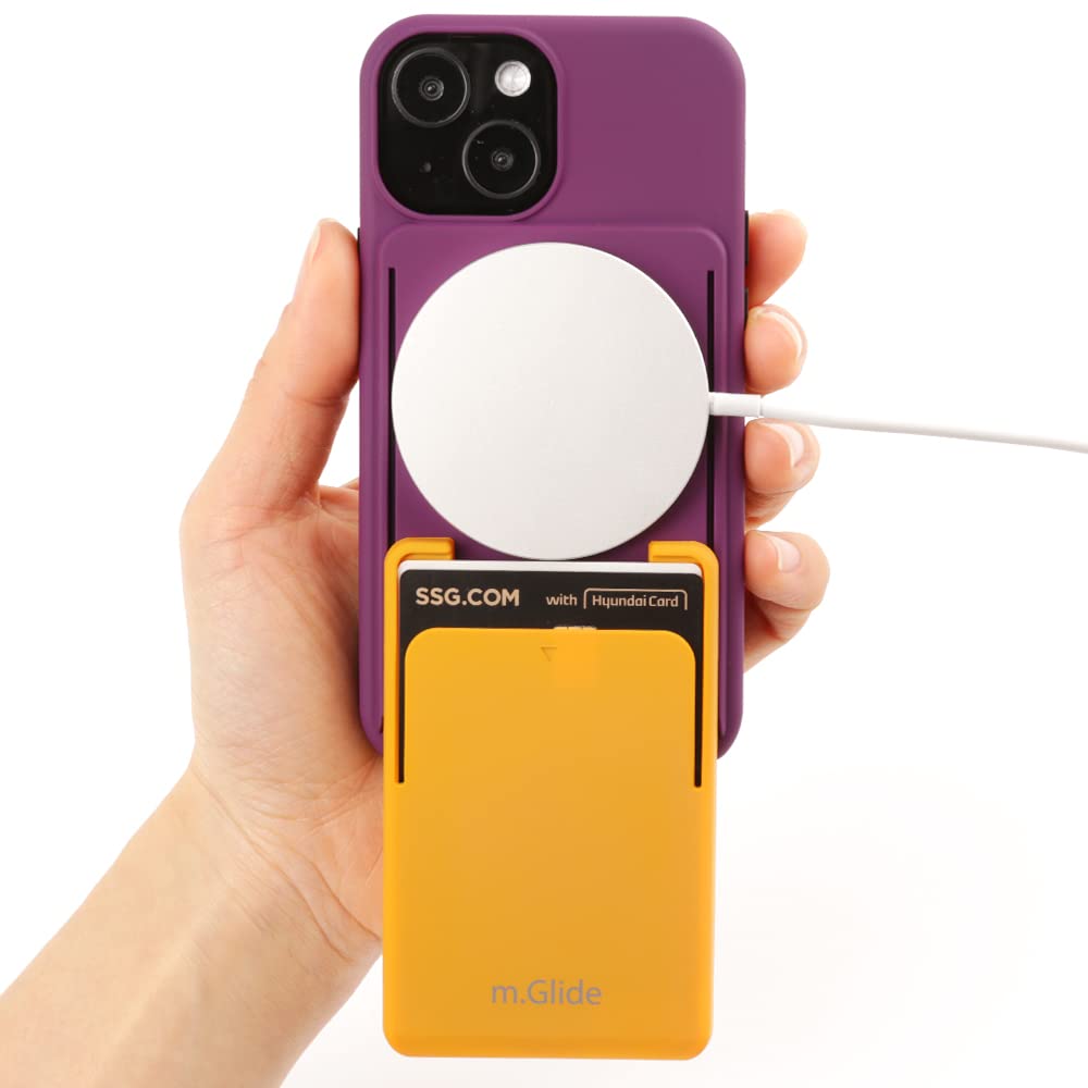 SKINU KOREA m-Glide iPhone 13 Pro MagSafe Wallet Case - Shockproof Protective Slim Lightweight Rugged Design with Card Holder (Purple/Yellow) for Everyday Use, Travel & Outdoor Activities | Model IP13PMG-PU