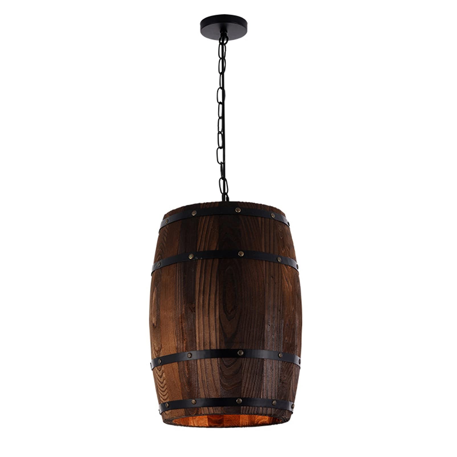 Vintage Wood Wine Barrel Chandelier - Retro Industrial Ceiling Pendant Light Fixture with E27 Socket (30cm Diameter x 35cm Height) - Perfect for Living Room, Bar, Restaurant, or Wine Cellar Lighting Decor