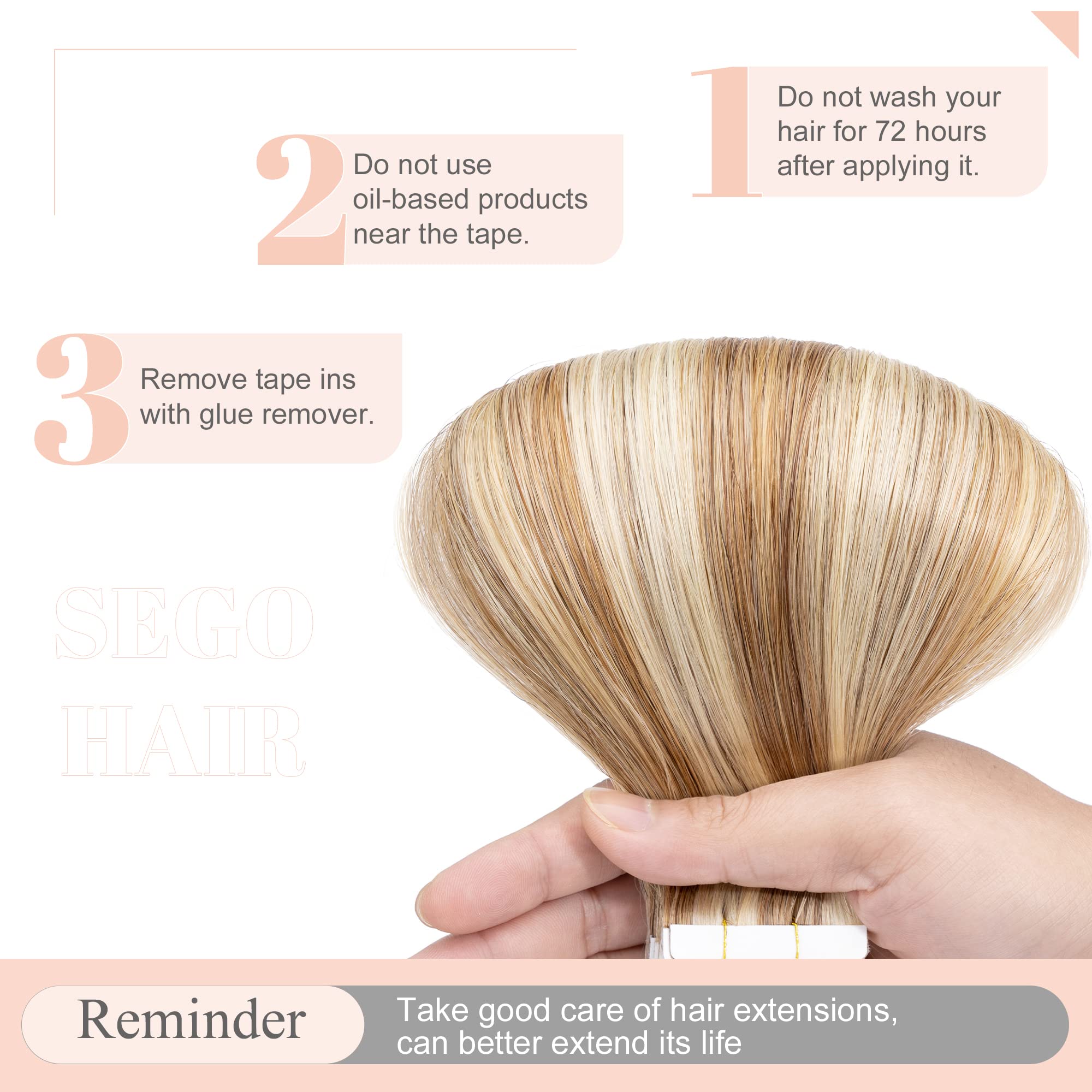 SEGO 20 Inch Tape in Human Hair Extensions 100g 40pcs Straight Balayage 100% Remy Rooted Seamless Skin Weft with Invisible Double Sided Tape for Women - Golden Brown & Bleach Blonde | Perfect for Daily Wear, Parties, Weddings & Special Occasions