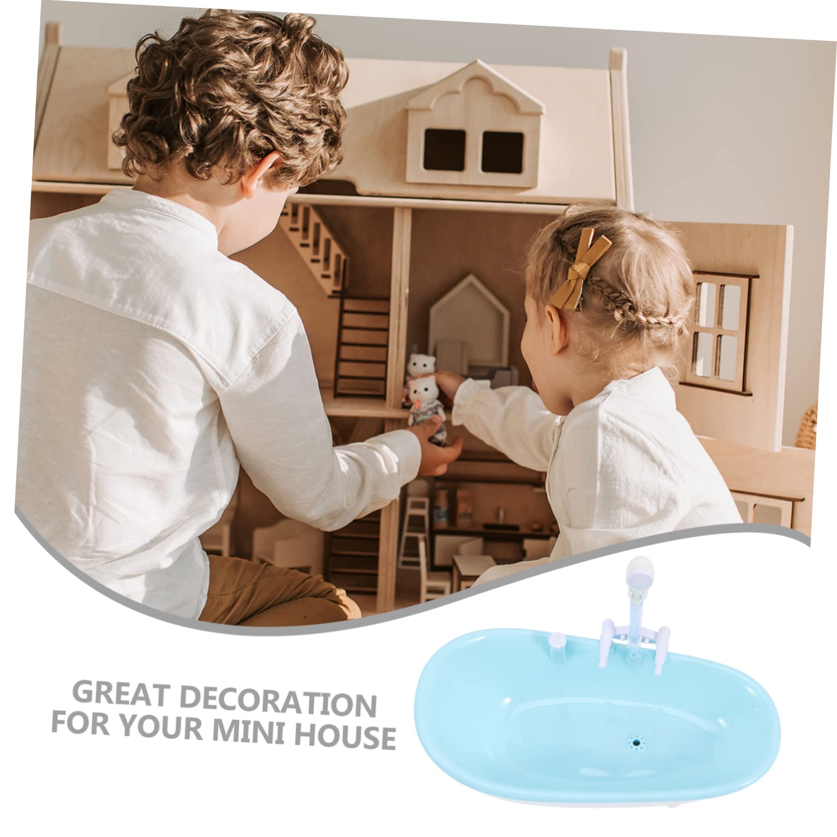 iFundom 4-Piece Spray Tub Toy Set - 1/6 Scale Bathtub Doll Accessories, Sky Blue Plastic Bathroom Figurines for Kids Pretend Play - Perfect for Bath Time Fun & Role-Playing Scenarios