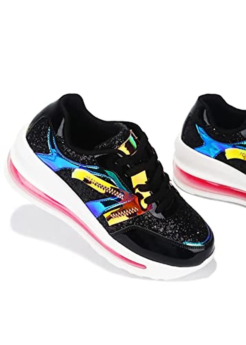 Women's Fashion Light Chaser Holographic Sneakers - Trendy Reflective Running Shoes for Women, Comfortable Walking Shoes for Casual Outfits & Night Jogging