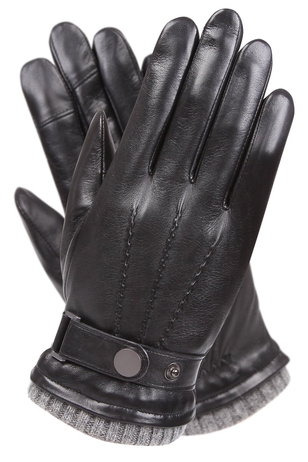 Premium Men's Winter Leather Driving Gloves - Warm Wool & Cashmere Blend Cuff for Cold Weather - Ideal for Commuting, Road Trips & Outdoor Activities