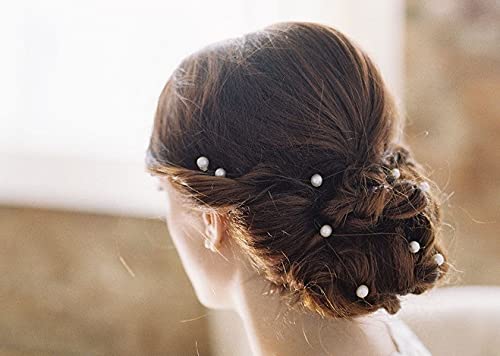 24pcs FOK White Pearl Decorative Juda Pins for Weddings, Prom, Bridal & Special Occasions - Elegant Hair Accessories for Women & Girls