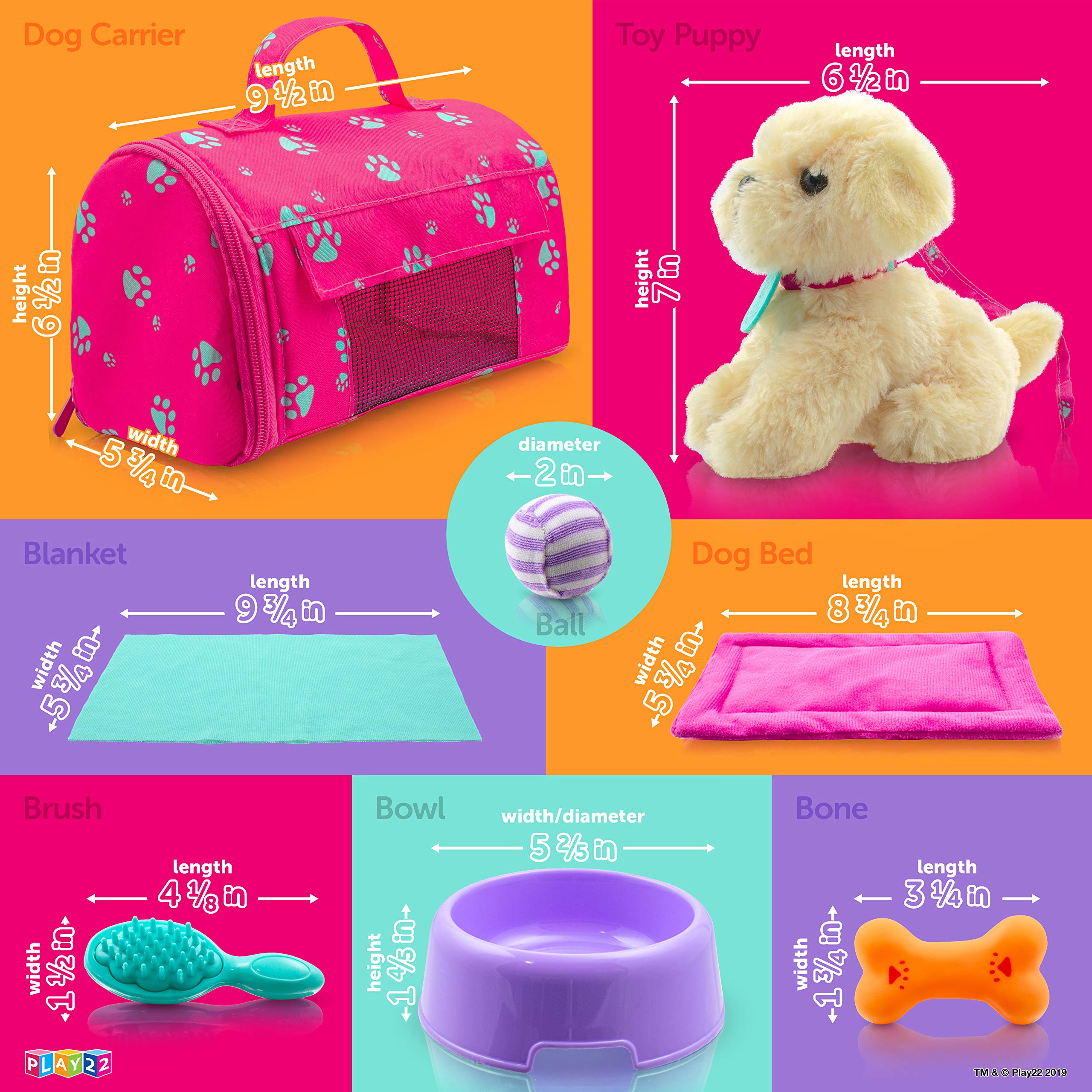 Play22 Plush Puppy Doll Set - 9PCS Kids Toys for 18