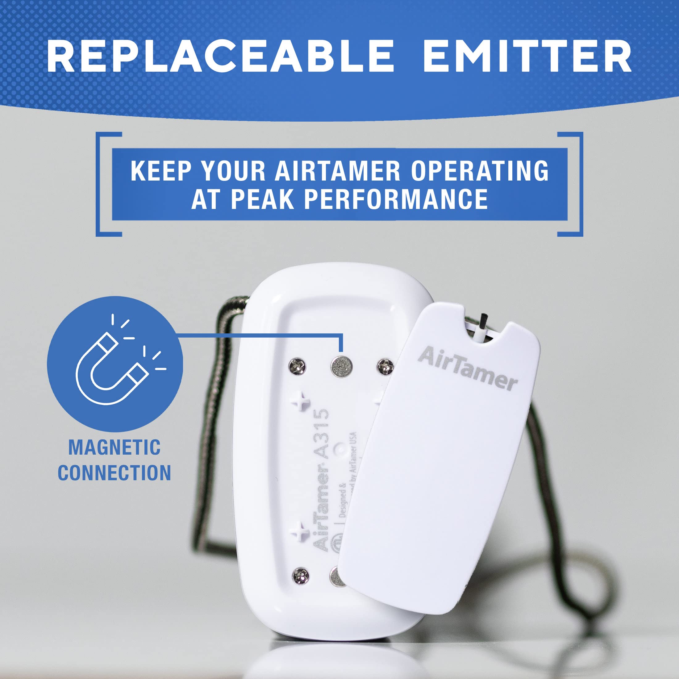 AirTamer A315W Replacement Negative Ion Emitter Filters (2-Pack, White) - Compatible with AirTamer Personal Air Purifier - Perfect for Travel, Office & Home Use
