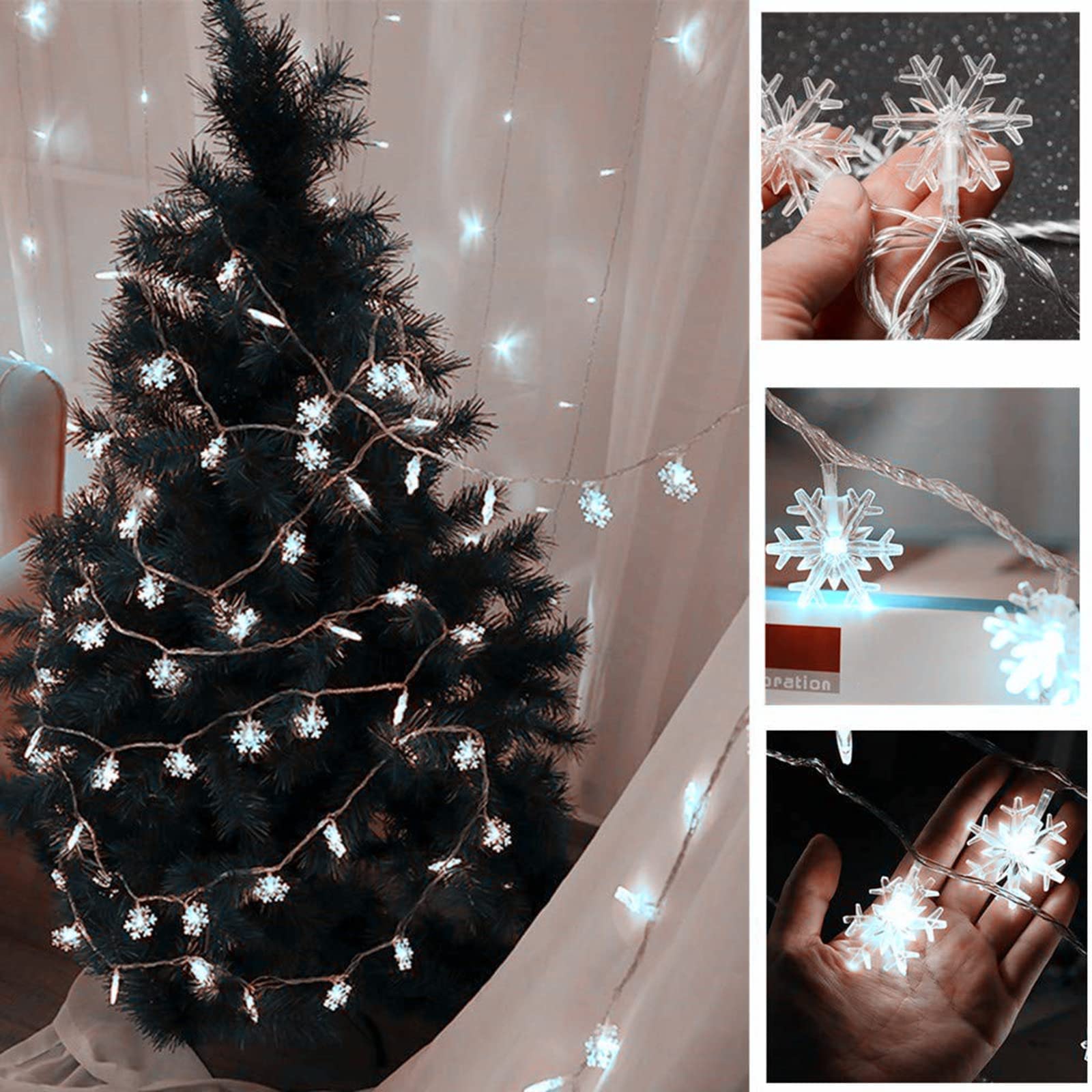 KINGJOHN 40 LED Snowflake String Lights - Waterproof Fairy Lights for Christmas, Wedding, Party & Home Decor | Indoor/Outdoor Use for Garden, Patio, Bedroom & Holiday Celebrations