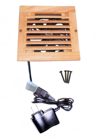 CabCool 1201W Lite 5V Single 120mm Cabinet Cooling Fan Kit with Wood Grill - Quiet PC Case Fan for Home Theater, Gaming PC & Electronics Cabinet Cooling System