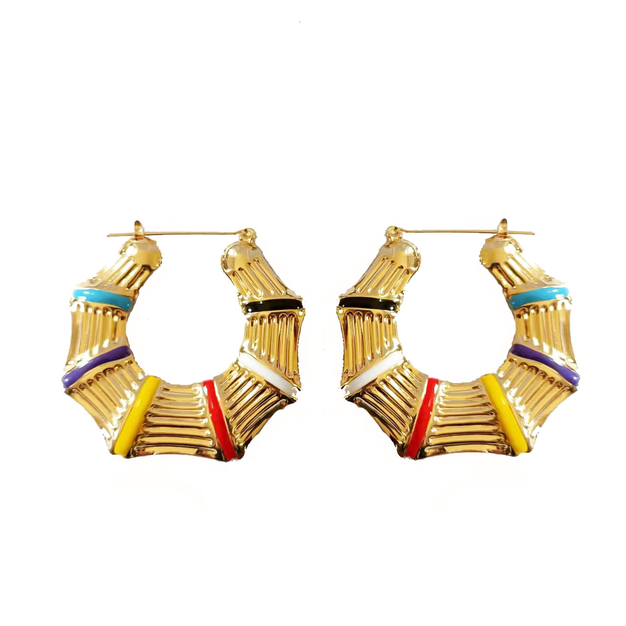 Hip Hop Spider Web Rainbow Bamboo Hoop Earrings for Women - Trendy Bohemian Dangle Earrings for Parties, Concerts & Festival Outfits