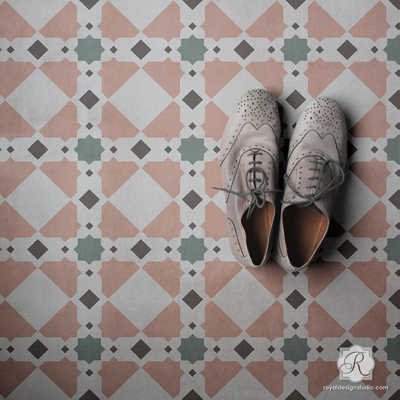 Medina Tile Stencil - Reusable DIY Moroccan Pattern Stencils for Floor, Wall & Furniture Painting - Perfect for Home Decor, Bathroom Renovation & Craft Projects