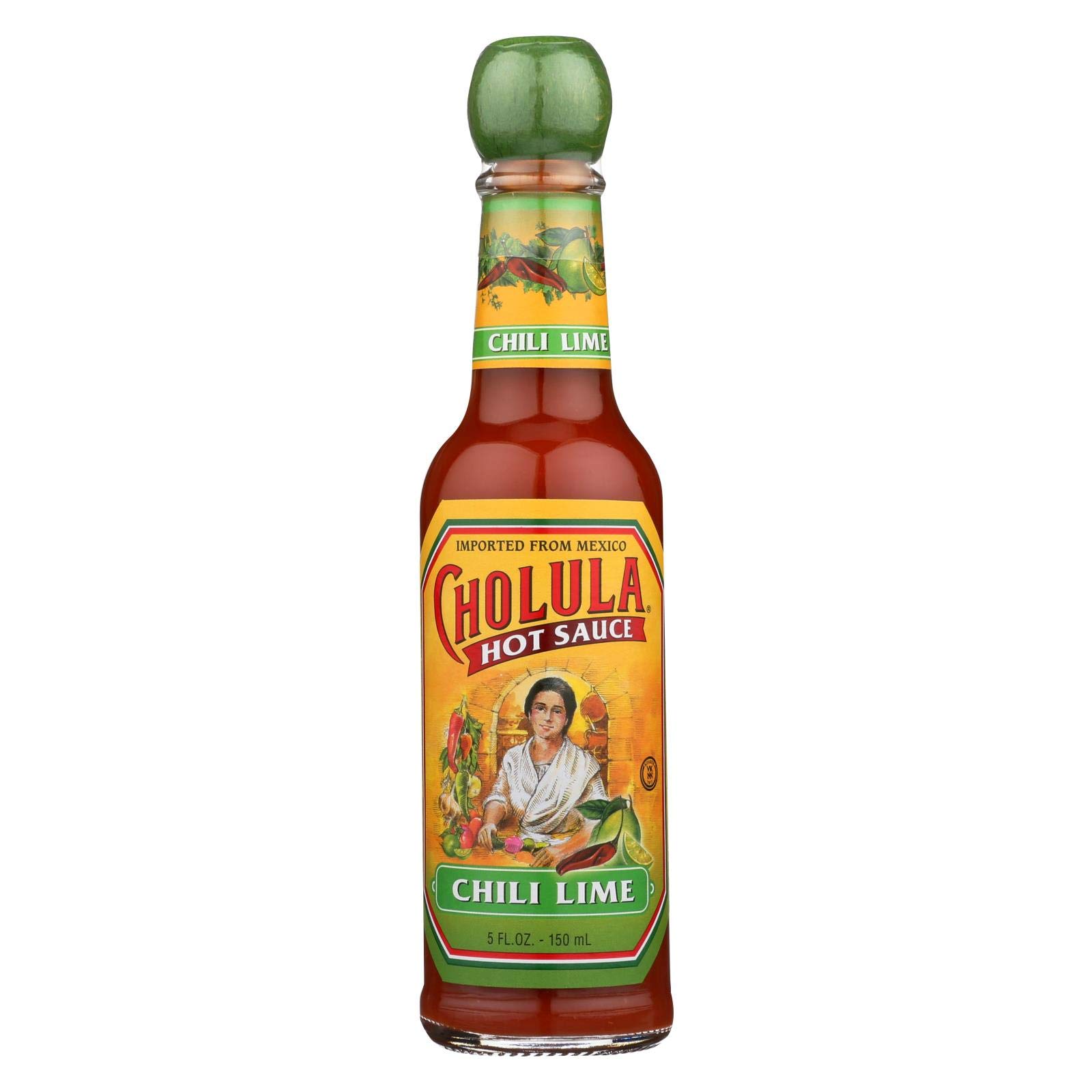 Cholula Chile Lime Hot Sauce - 5 oz Bottles (Pack of 12) | Spicy Mexican Hot Sauce for Tacos, Wings & Bloody Marys | Premium Flavor Enhancer