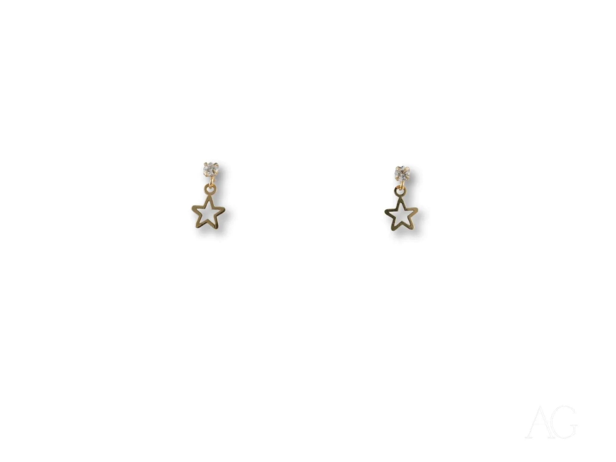 18K Gold Star Drop Earrings - Celestial Spark Elegant Dangle Earrings for Women | Perfect for Evening Parties, Weddings & Special Occasions