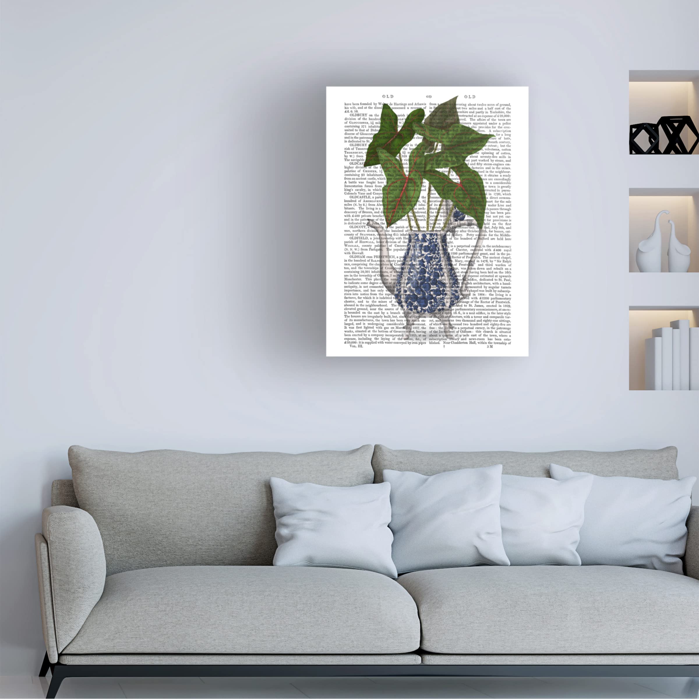 Trademark Fine Art 'Chinoiserie Vase 4 With Plant Book Print' Canvas Wall Art by Fab Funky - Perfect for Living Room, Bedroom & Office Decor