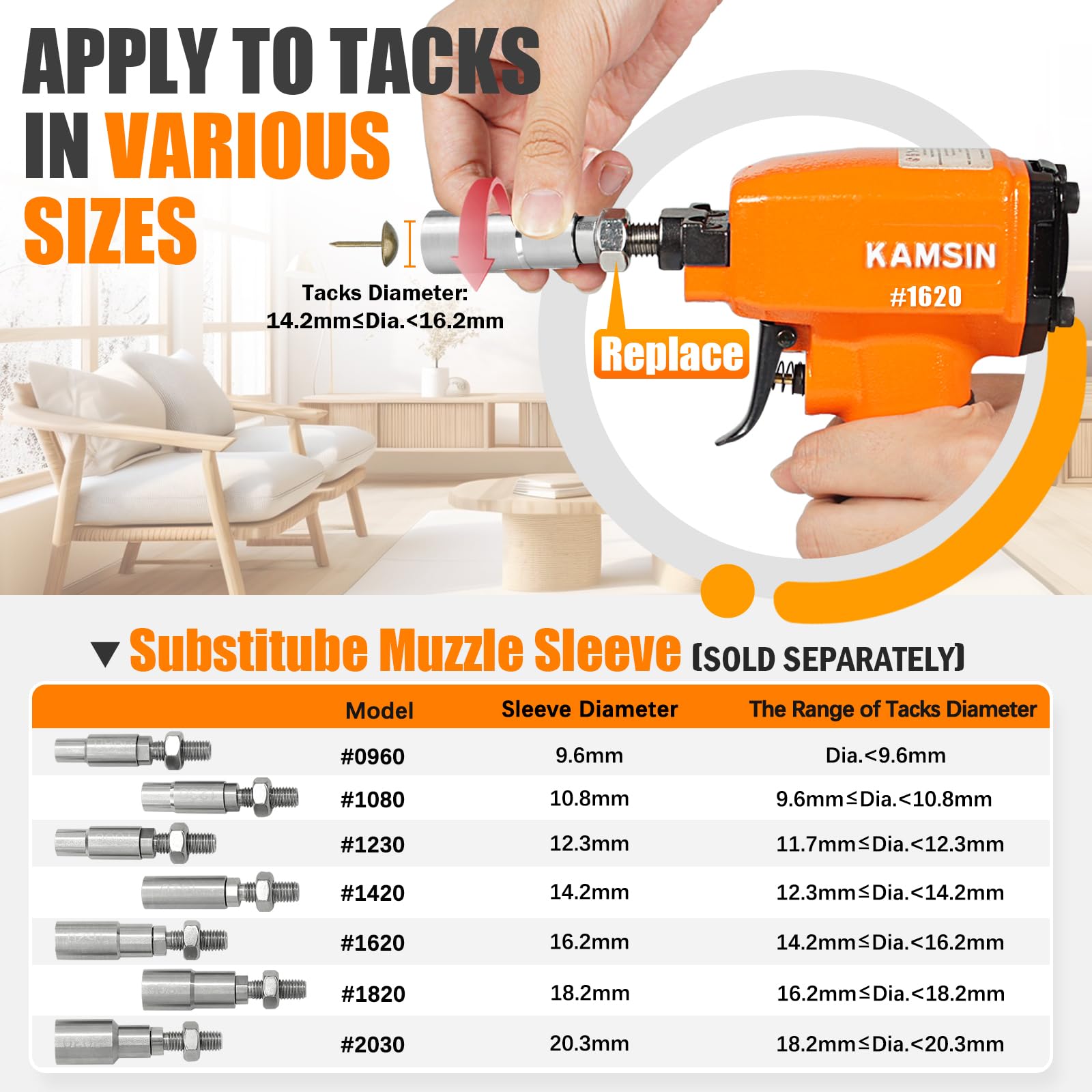 1620 Pneumatic Decorative Nail Gun - 12.3-16.2mm (1/2