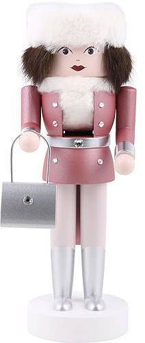 Premium Wooden Nutcracker - KWO Jasmin, 25cm Handcrafted Christmas Decoration, Pink Home Decor for Holiday & Party | Perfect for Christmas Tree, Mantel & Festive Table Centerpiece