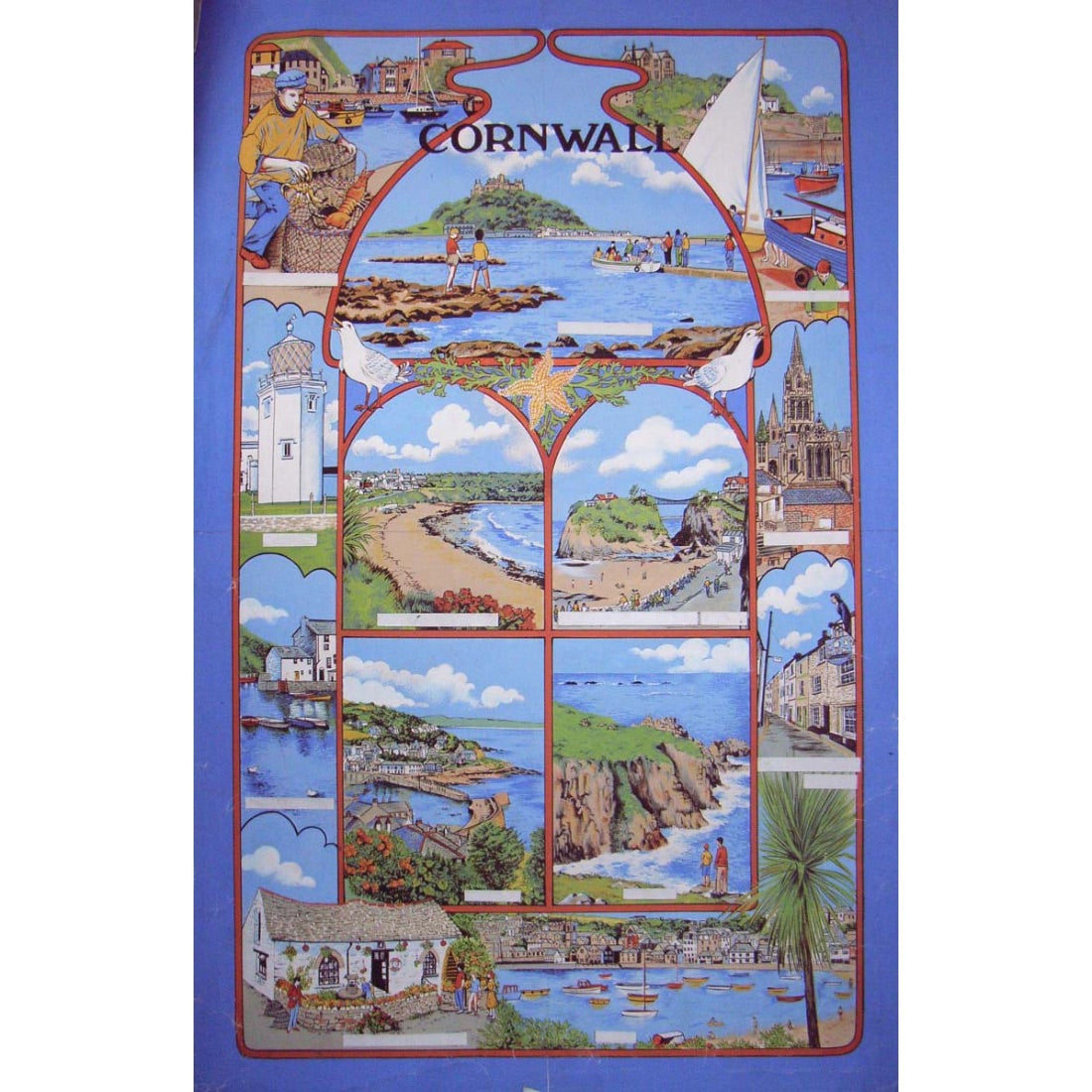 Premium Cornwall Cotton Tea Towel Set - Soft & Absorbent Kitchen Towels for Dishes, Drying Hands & Cleaning - British Style Home Decor for Tea Lovers & Vintage Kitchen Accessories