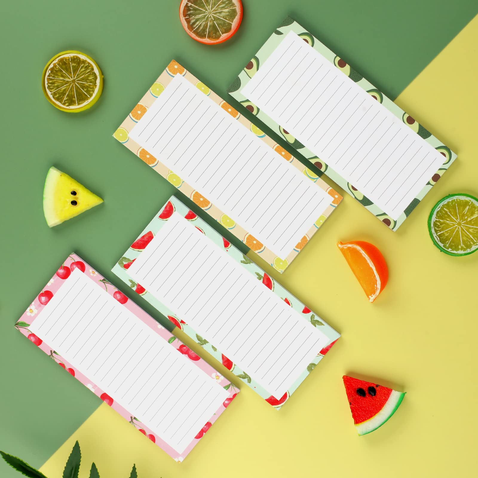 4 Pack Magnetic Notepads for Refrigerator - Fruit Design Grocery List Pads with Full Magnet Back, 50 Sheets Per Pad - Perfect for Kitchen, Office & Home Organization (Shopping Lists, Reminders, Meal Planning)