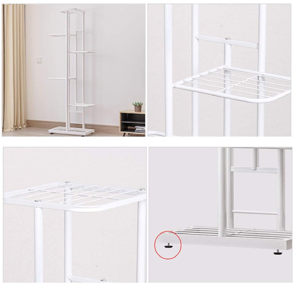 6-Tier Metal Plant Stand for Indoor Flowers - Classic White Planter Display Holder for 7 Pots - Perfect for Home, Office & Garden Decor