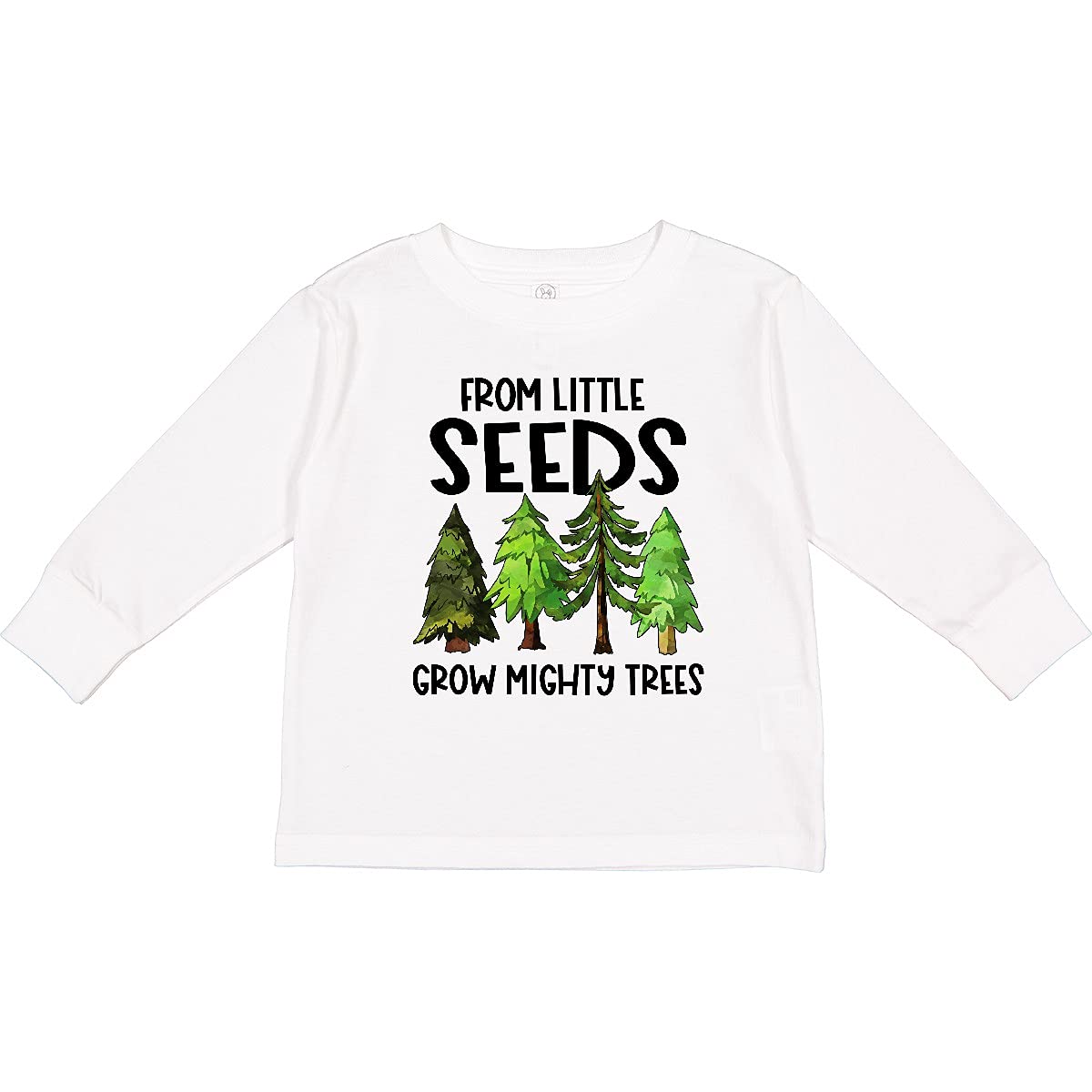 Inktastic Little Seeds Grow Mighty Trees Toddler Long Sleeve T-Shirt - Cute Graphic Tee for Boys & Girls - Soft Cotton Kids Shirt for Playdates, School & Family Photos