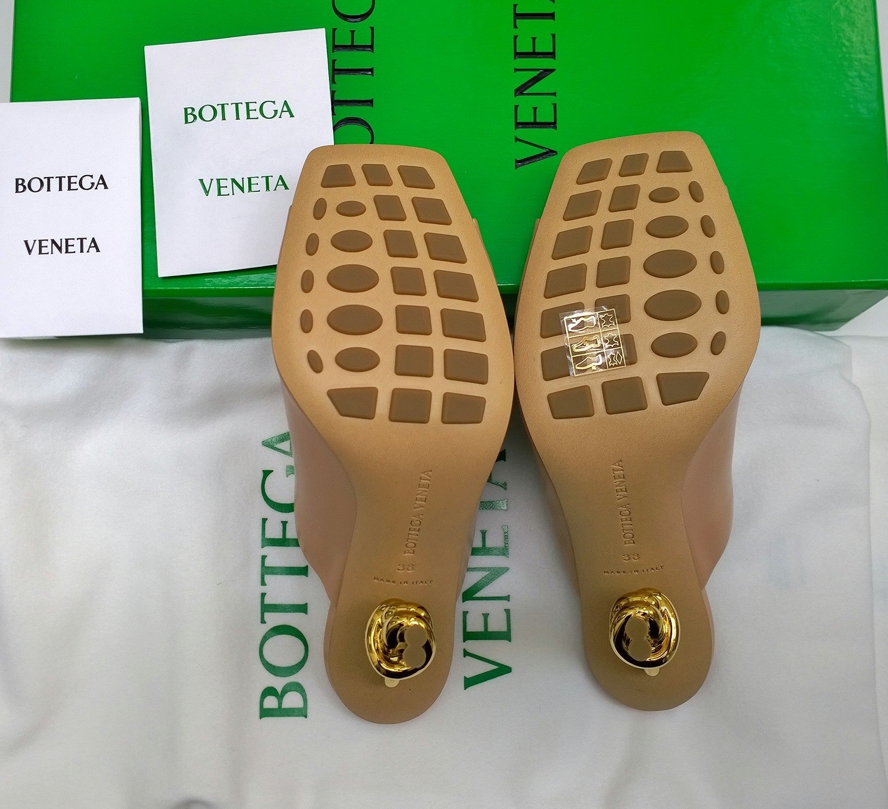 Bottega Veneta Cipria Beige Leather Knot Sandals with Metal Heels - Women's Luxury Designer Shoes for Wedding & Summer Outfits - New in Box