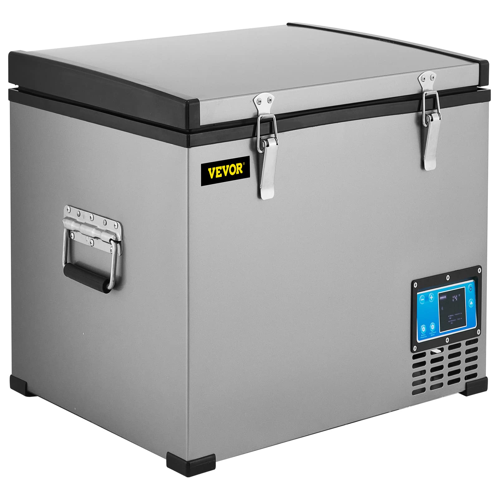 VEVOR 48 Quart Portable Refrigerator Freezer - 12V/24V DC & 110-240V AC, App-Controlled Compressor Cooler (-4°F to 68°F) for Camping, Road Trips, RV, Home & Car Use - Durable Metal Shell Chest Design